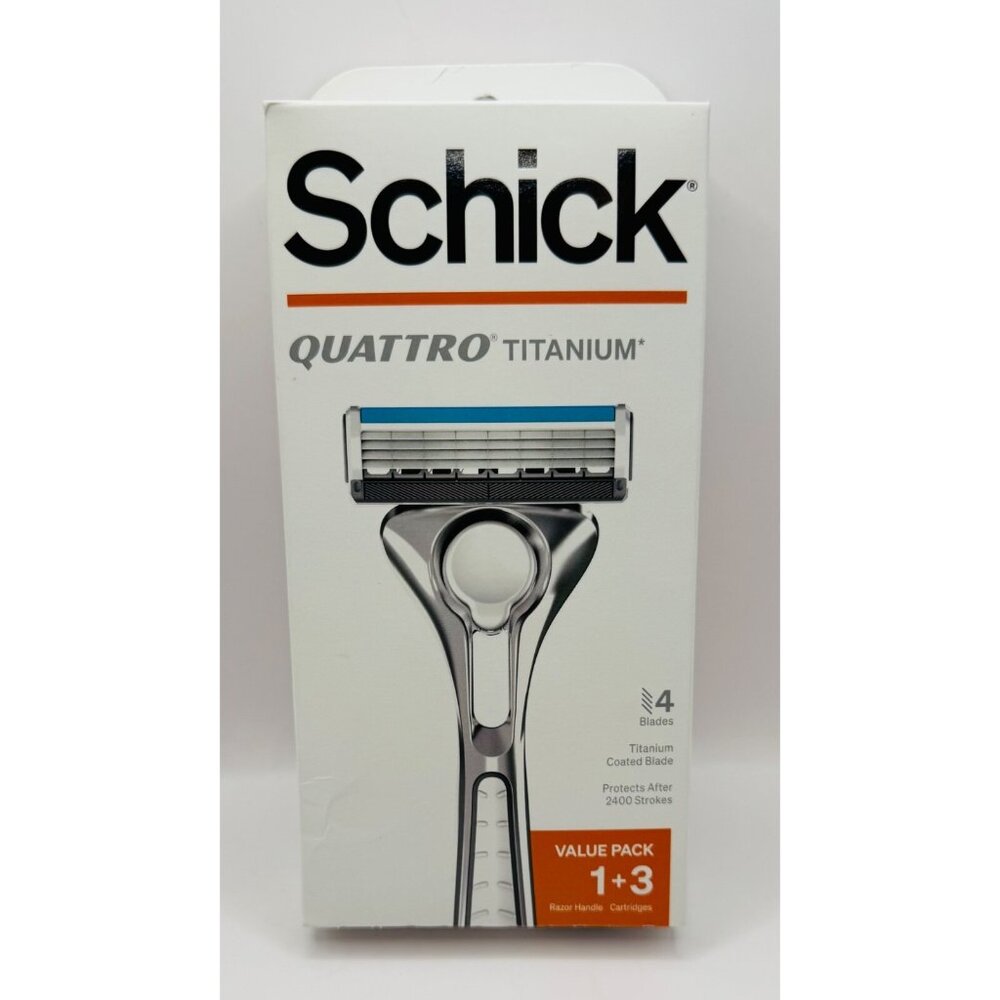 Schick Quattro Titanium Men Razor 4 Blades (1 razor + 3 Cartridges )